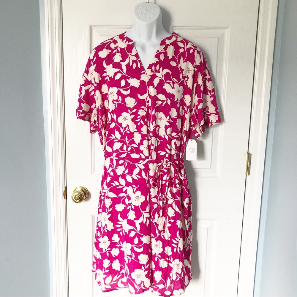 Time and Tru | Woven Shirtdress | Pink | XL